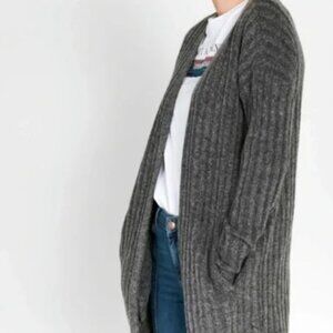 Micheal Kors grey wool mohair cozy oversized grandpa knit sweater cardigan large